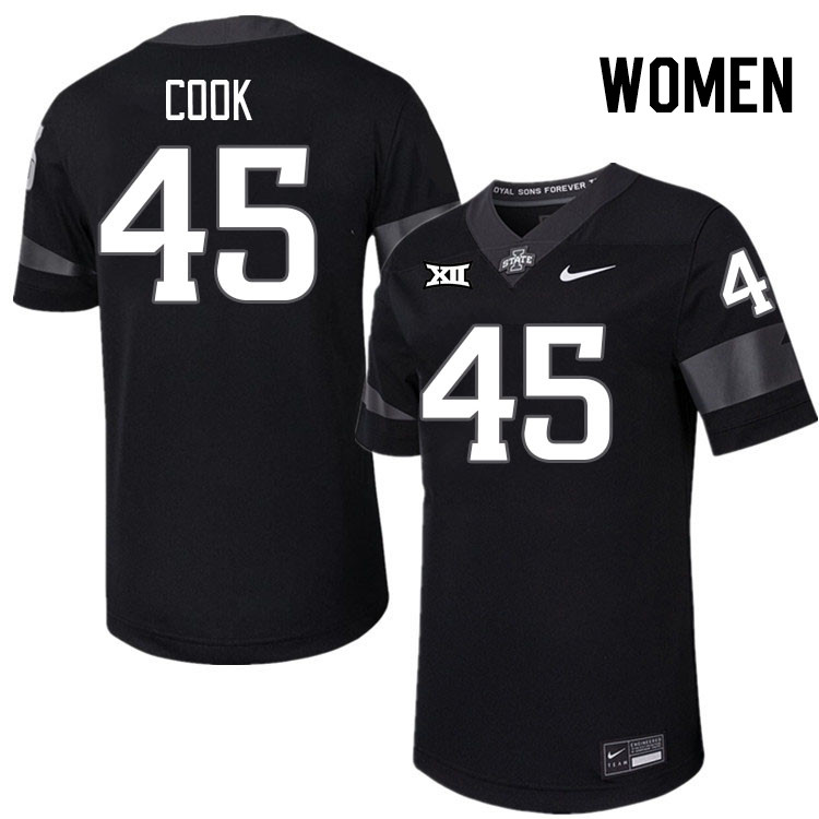 Women #45 Alec Cook Iowa State Cyclones College Football Jerseys Stitched-Black